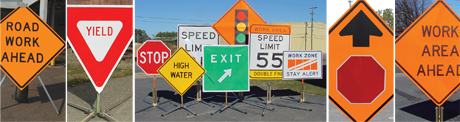 work zone signs usually have